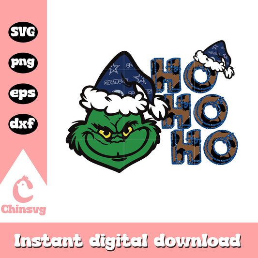 Cowboys grinch ho ho ho christmas svg, grinch dallas cowboys​ svg
