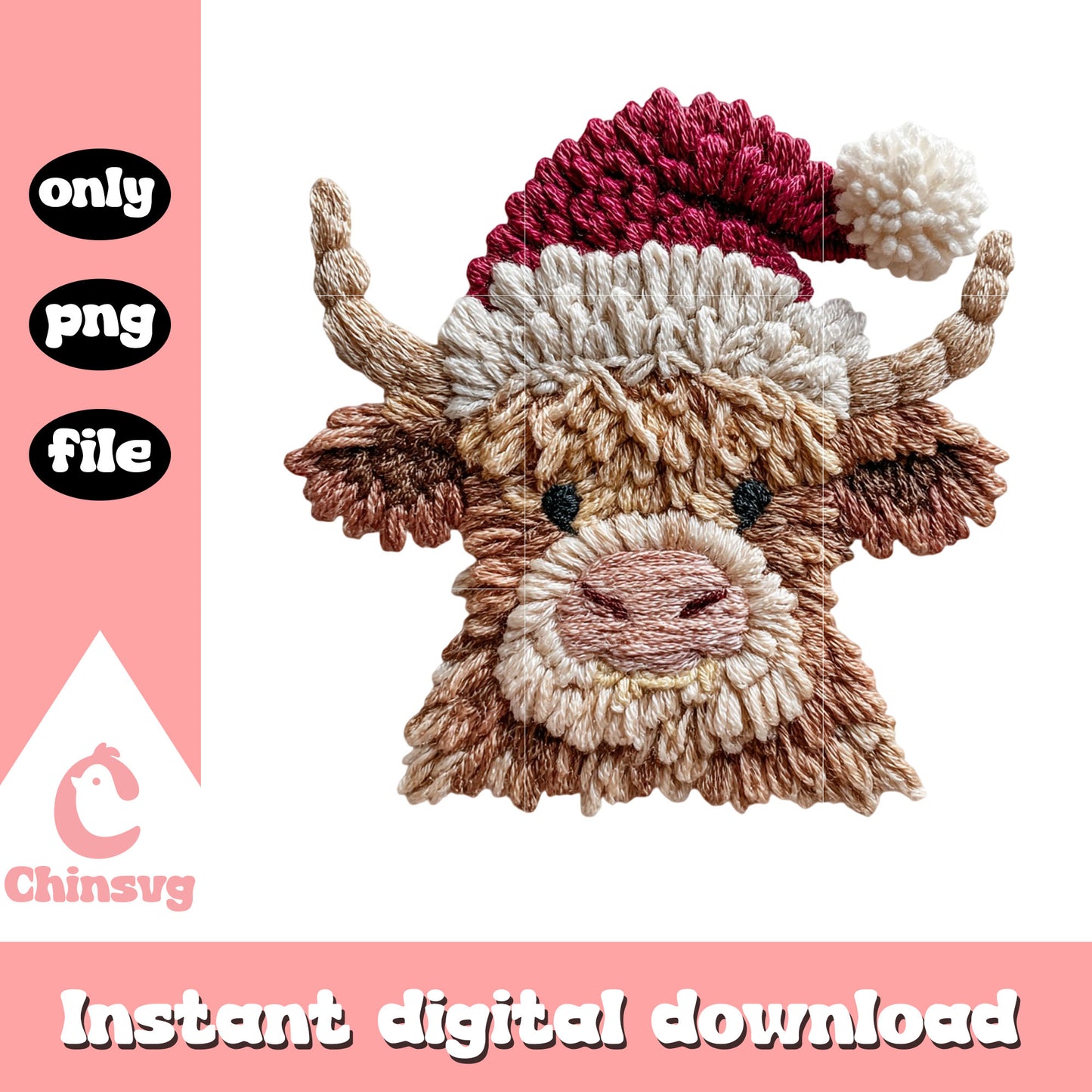 Cow christmas hat yarn crochet png, santa hat png
