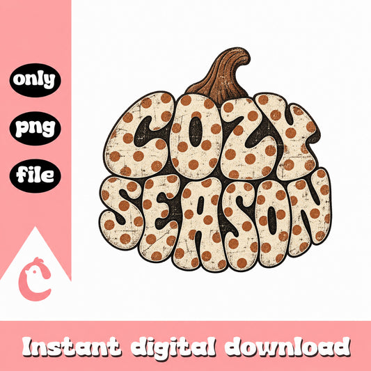Cozy Season Pumpkin PNG, Fall Autumn Clipart, Thanksgiving PNG