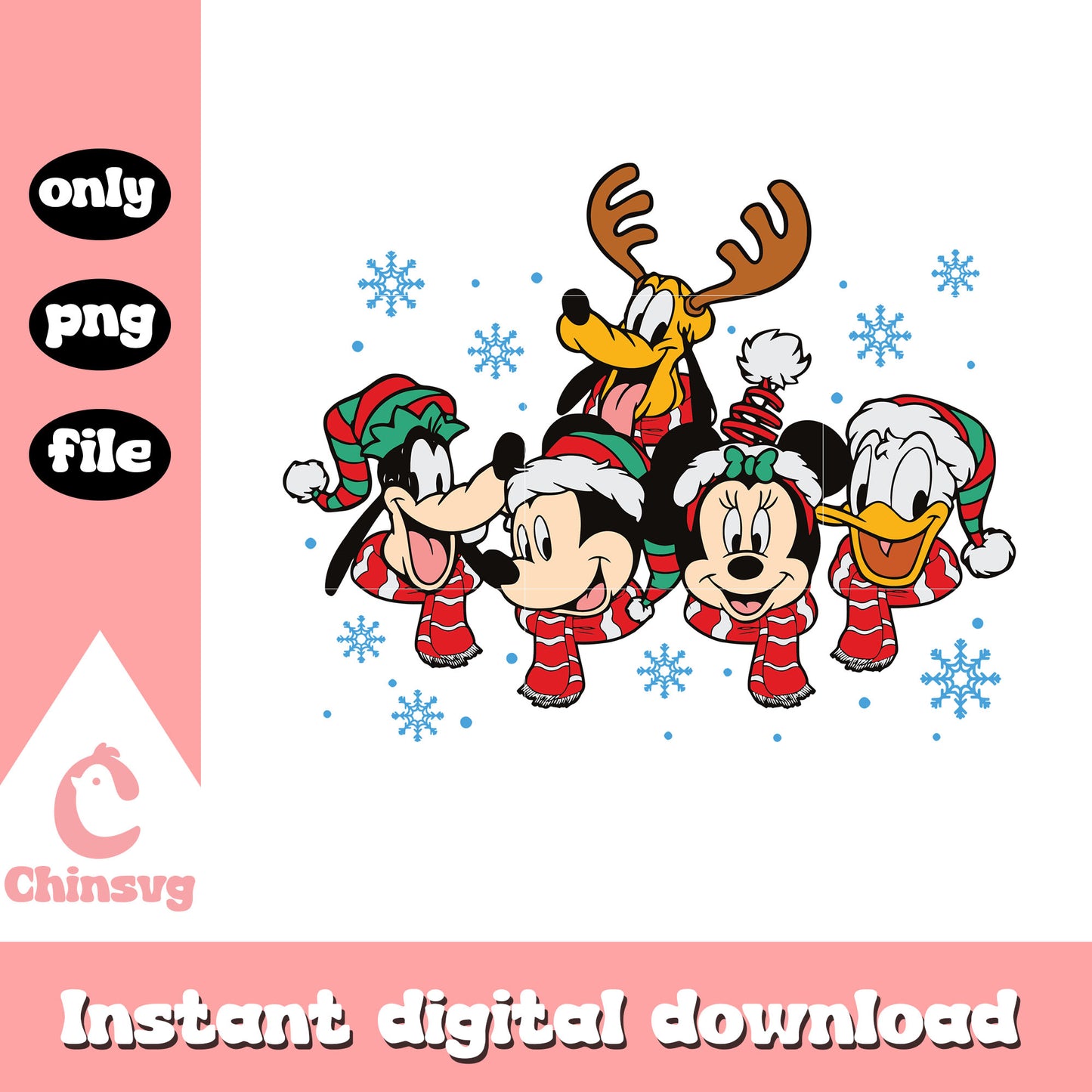 Cozy christmas mickey friends snowflake png, walt disney world png 