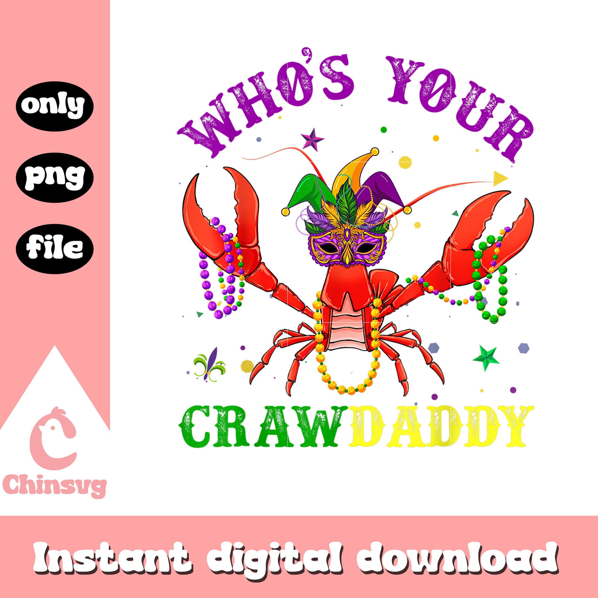 Crawdaddy crawfish mardi gras png, mardi gras indians png