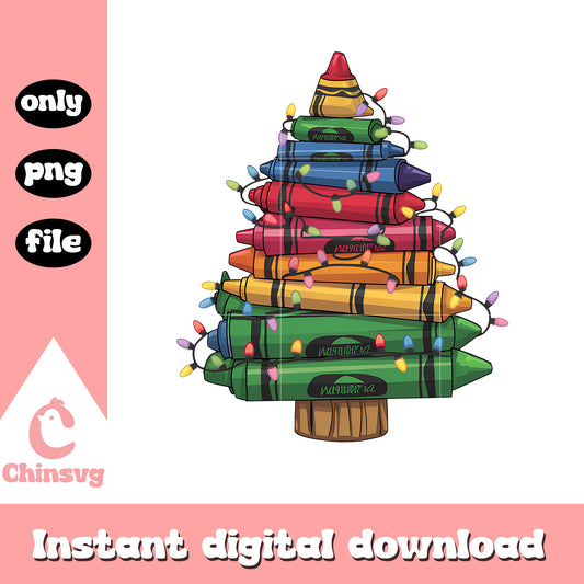 Crayon christmas tree lights png, christmas tree clipart​ png
