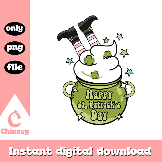 Cream decor st patrick’s png, st patrick's 4 leaf clover​ png