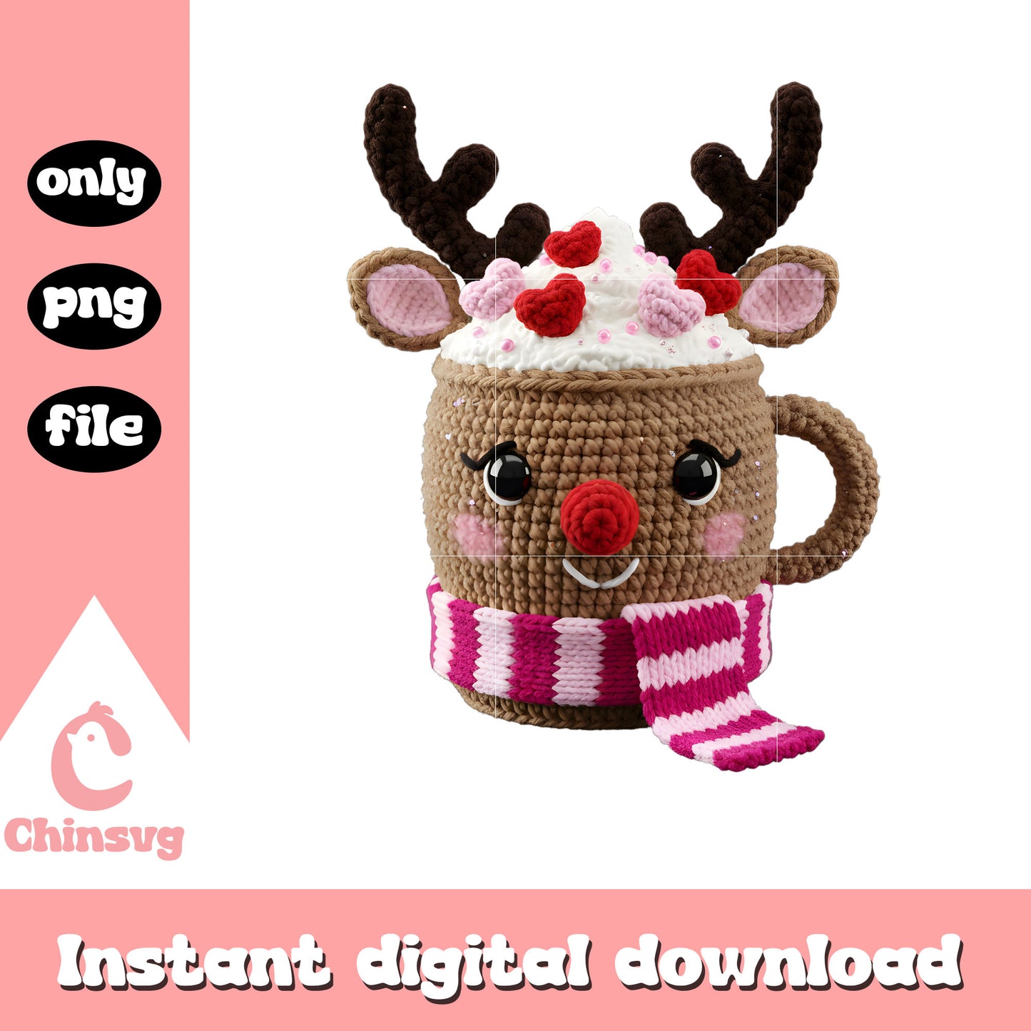 Cream reindeer cute valentine png, valentine angel​ png