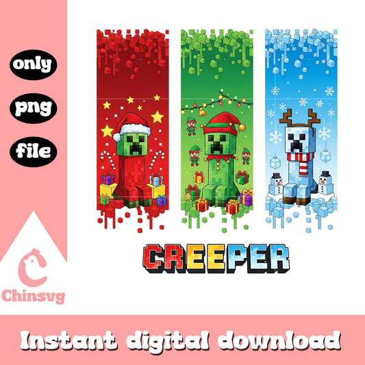 Creeper on christmas day png, minecraft creeper png