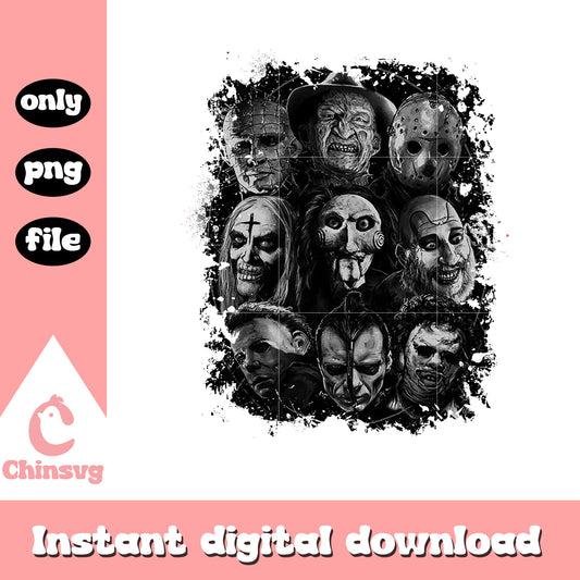Creepy horror characters png, all horror movie characters png