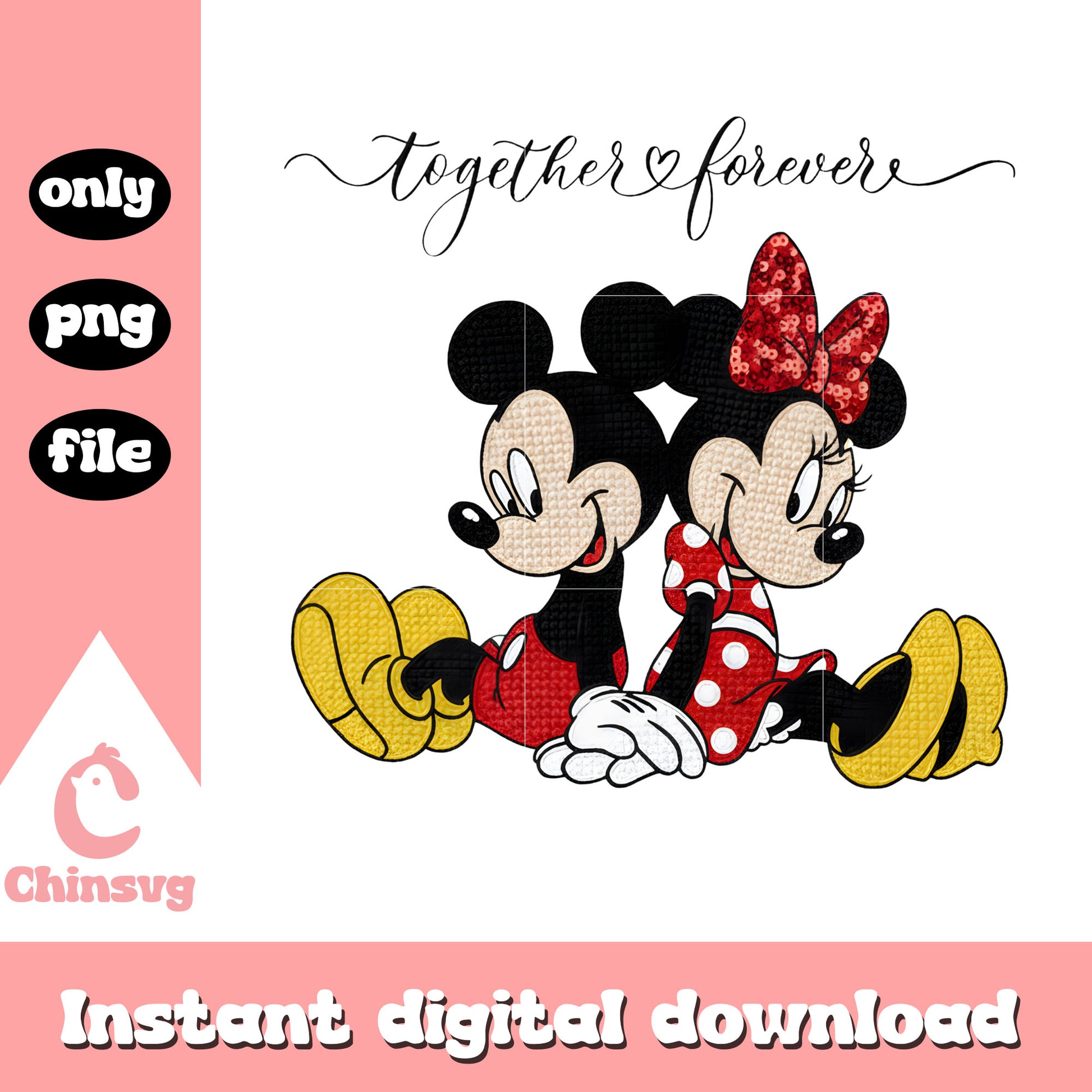 Crochet couple mickey valentine png, disney valentines​​ png