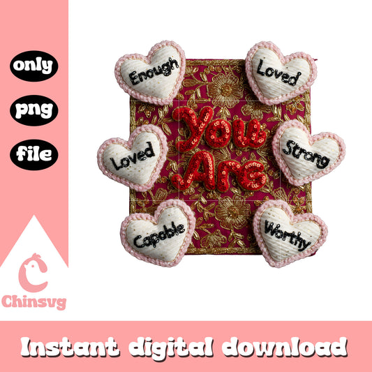 Crochet glitter hearts valentine png, heart valentine's day png