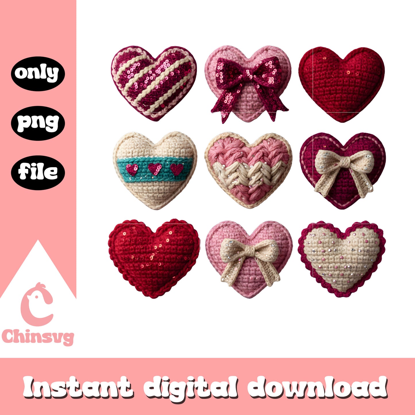 Crochet hearts custom chocolate png, valentines day love png