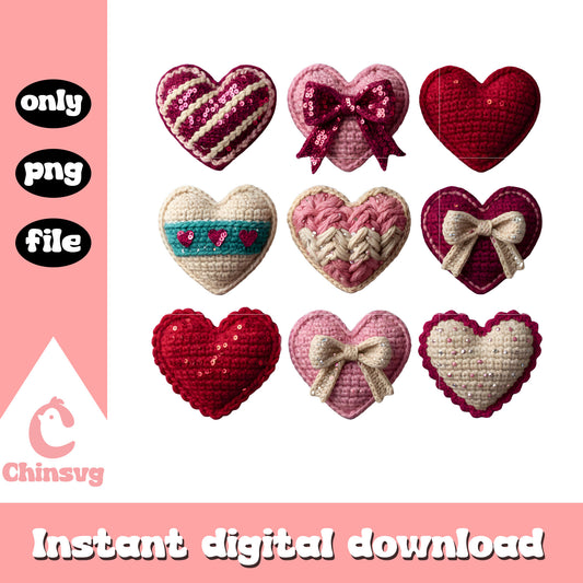 Crochet hearts custom chocolate png, valentines day love png