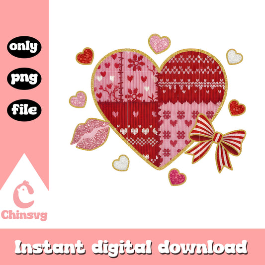 Crochet hearts pattern valentine png, valentines day love​​ png