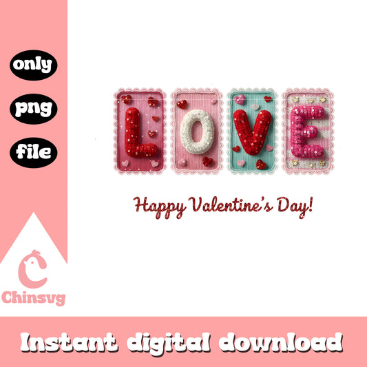 Crochet love color valentine png, valentines day love​ png