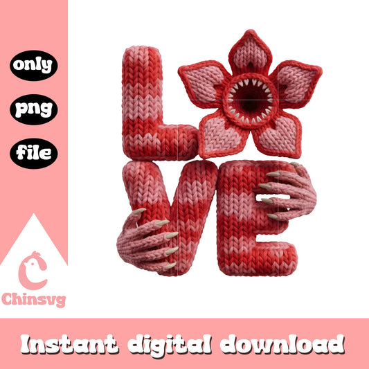 Crochet love demogorgon design png, demogorgon monster png
