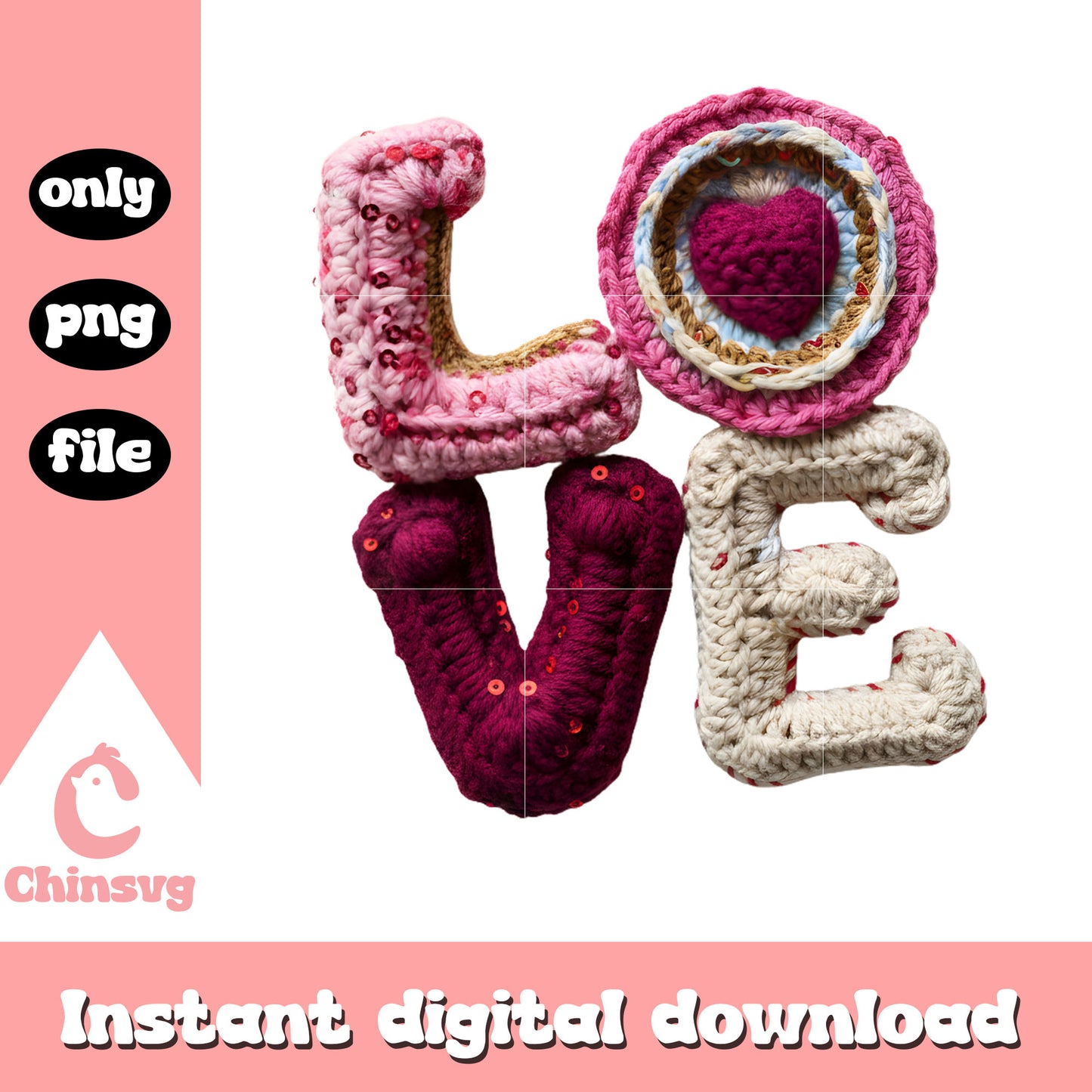 Crochet valentine love custom png, valentines day love​ png