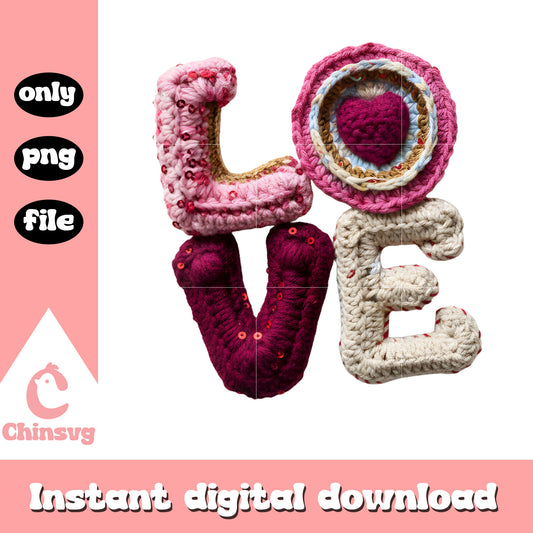 Crochet valentine love custom png, valentines day love​ png