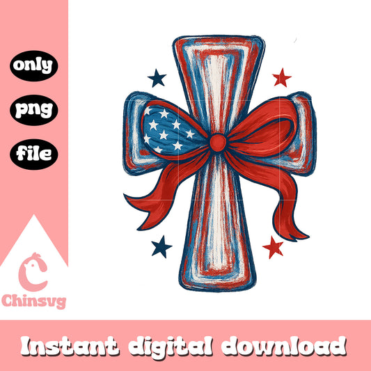 Cross america design png, happy 4th of july png, america png