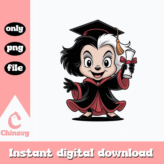Cruella De Vil Graduation PNG, Disney Villain Graduate PNG, Senior 2025 PNG