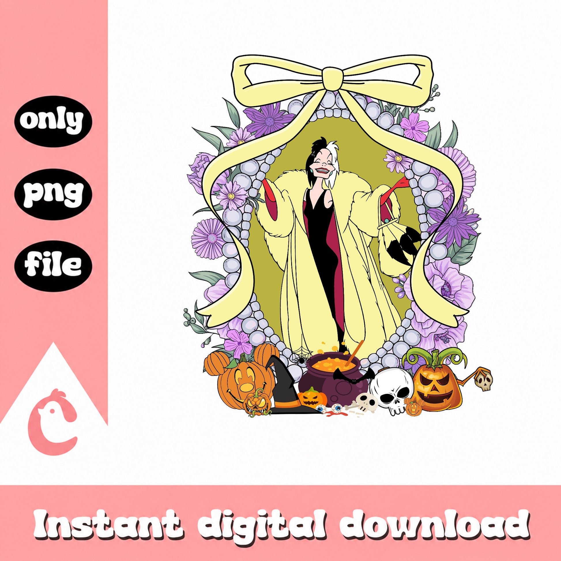 Cruella De Vil Halloween PNG, Disney Villain PNG, Halloween PNG