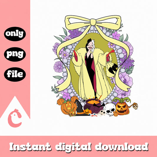 Cruella De Vil Halloween PNG, Disney Villain PNG, Halloween PNG