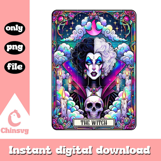 Cruella de vil beautiful tarot card png, cruella de vil card png