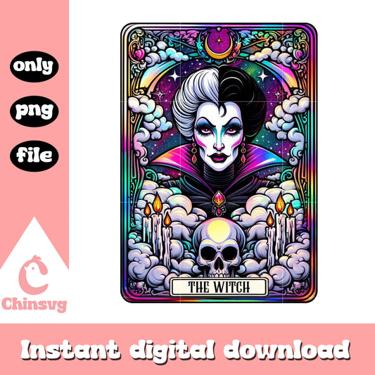 Cruella de vil the witch cloudy tarot card png, cruella card png