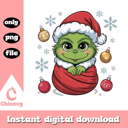 Cuddly grinch christmas snowflake png, the baby grinch png