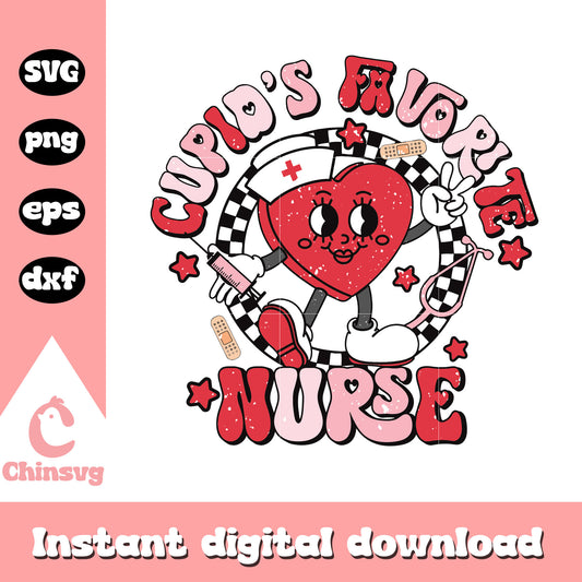 Cupid's favorite nurse valentine design svg, heart nurse​ svg