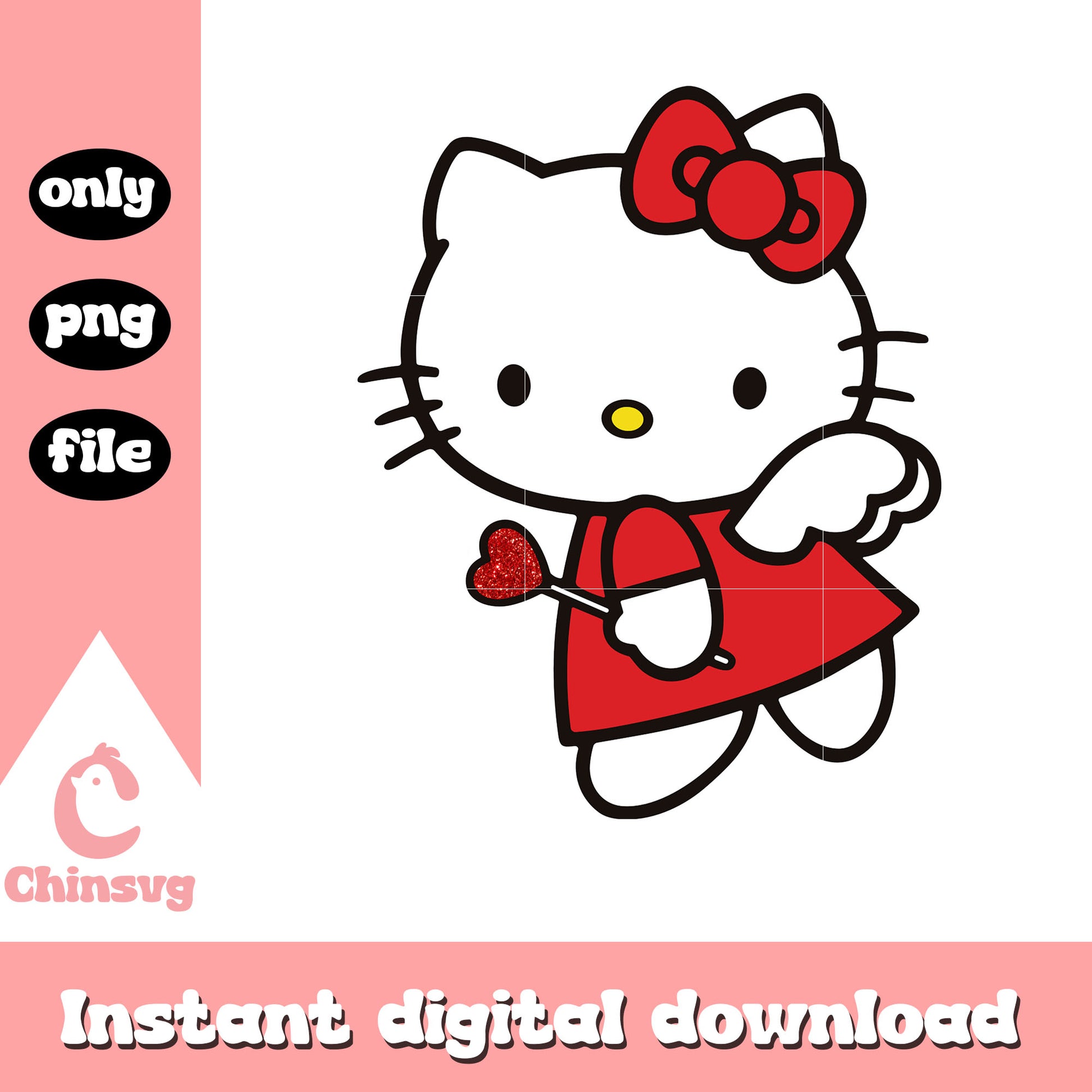 Cupid design kitty valentine png, valentines hello kitty​​​​ png