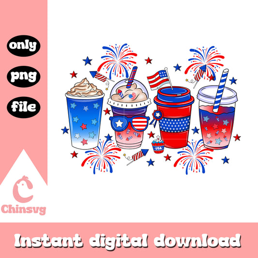 Cups of cream independence day png, cups of cream america png