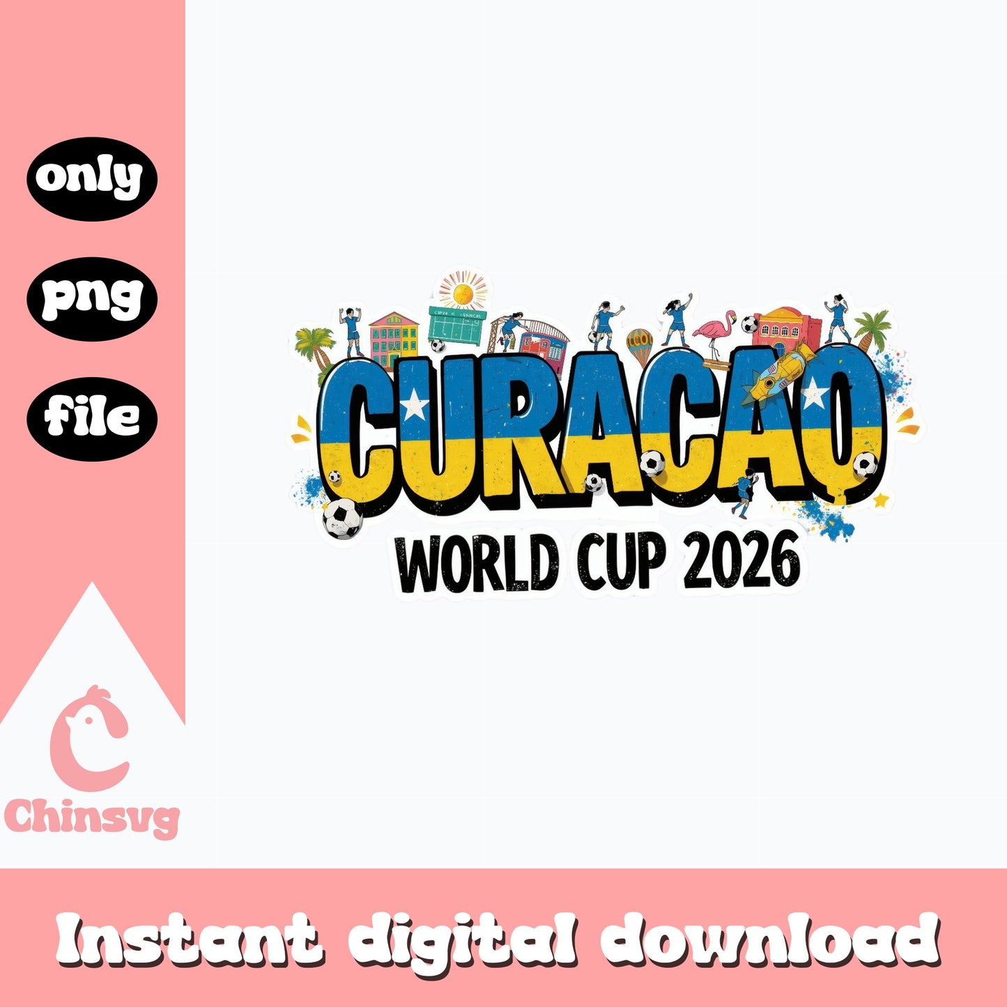 Curacao World Cup 2026 PNG, Soccer Football Fan Shirt, PNG File