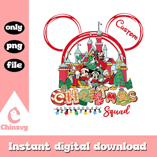 Custom christmas squad disney castle ear png, disney ear png