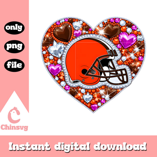 Custom diamon heart browns png, browns football​ nfl png