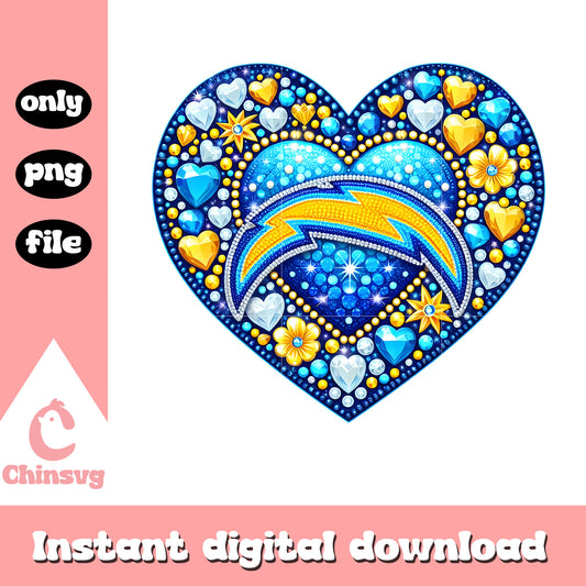 Custom diamon heart chargers png, los angeles chargers logo​​​ png
