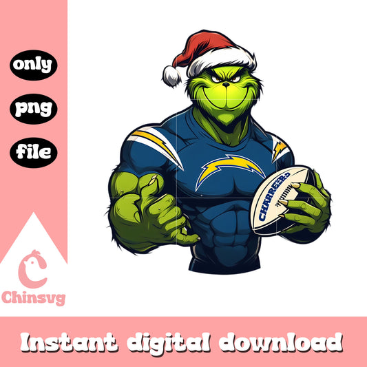 Custom grinch chargers design png, nfl football chargers​ png