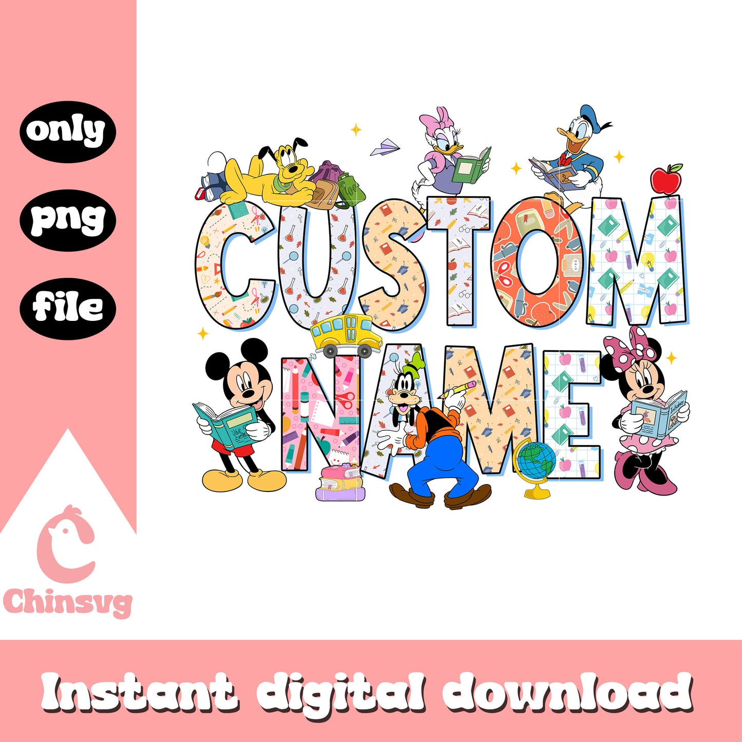 Custom name mickey friends png, disney christmas​​ ​​png