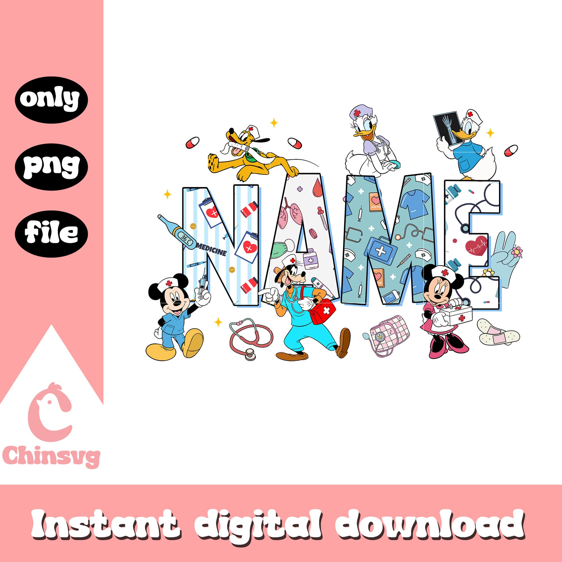 Custom nurse disney mickey and friends png, disney mickey mouse png