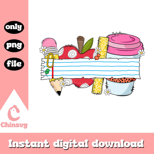 Custom school clipart design png, happy back to school png