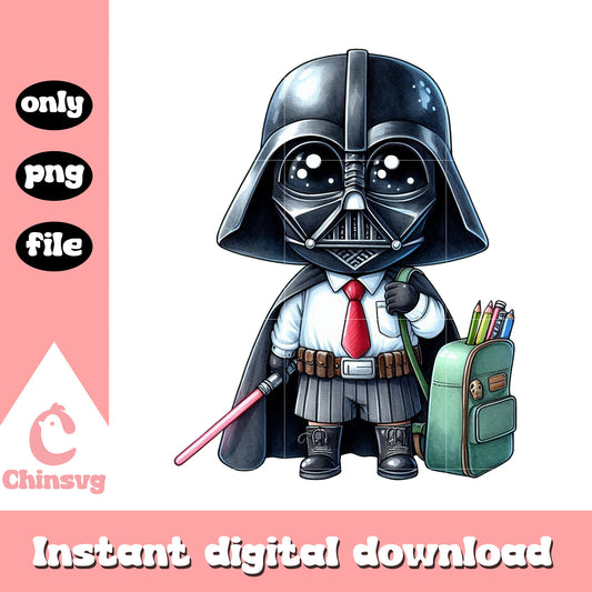 Cute Darth Vader student go to school png, high school png