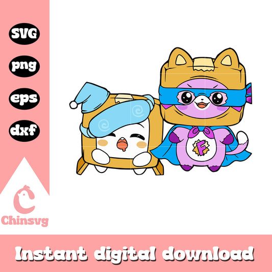 Cute Foxy and Boxy wall art svg, Lankybox svg, cute svg