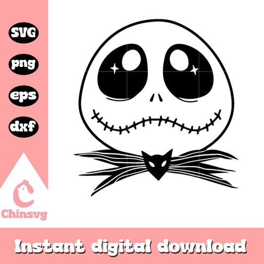 Cute Jack Skellington face svg, nightmare before christmas svg