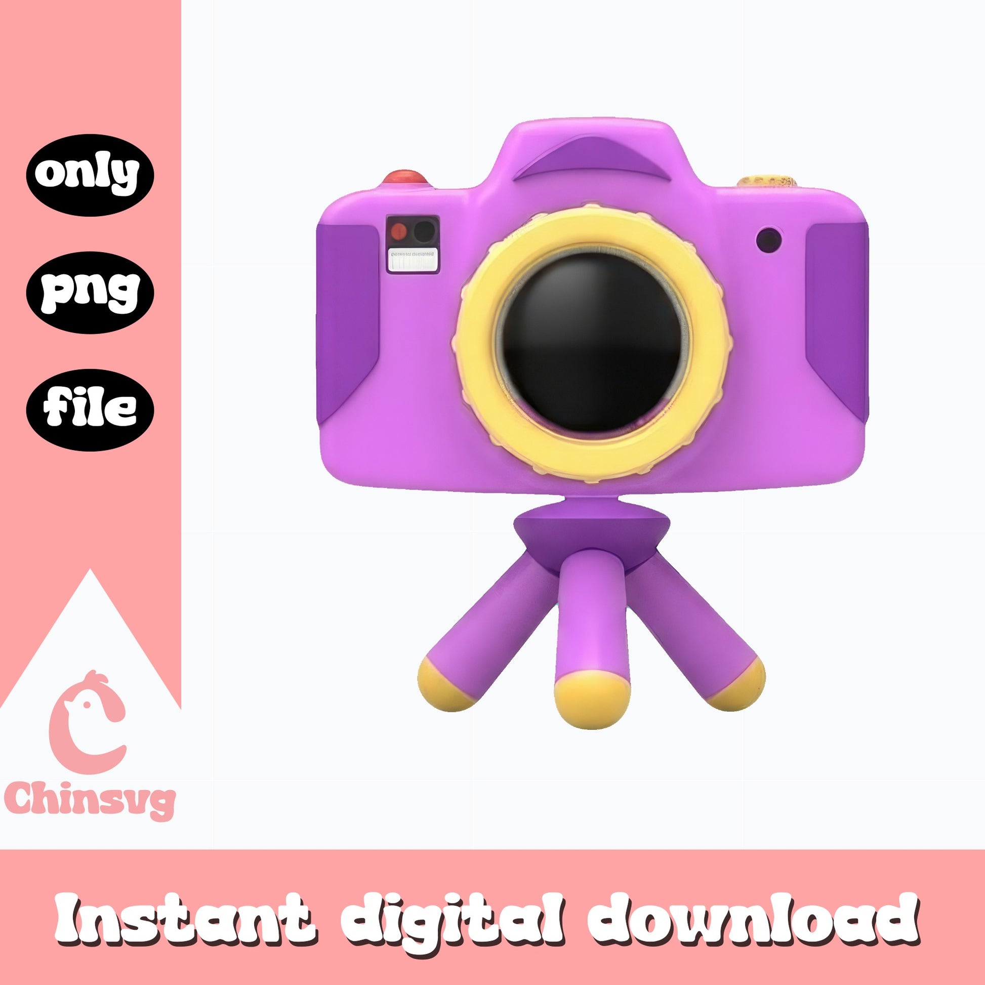 Cute 3D Camera Clipart On Tripod, Photography PNG, Camera PNG
