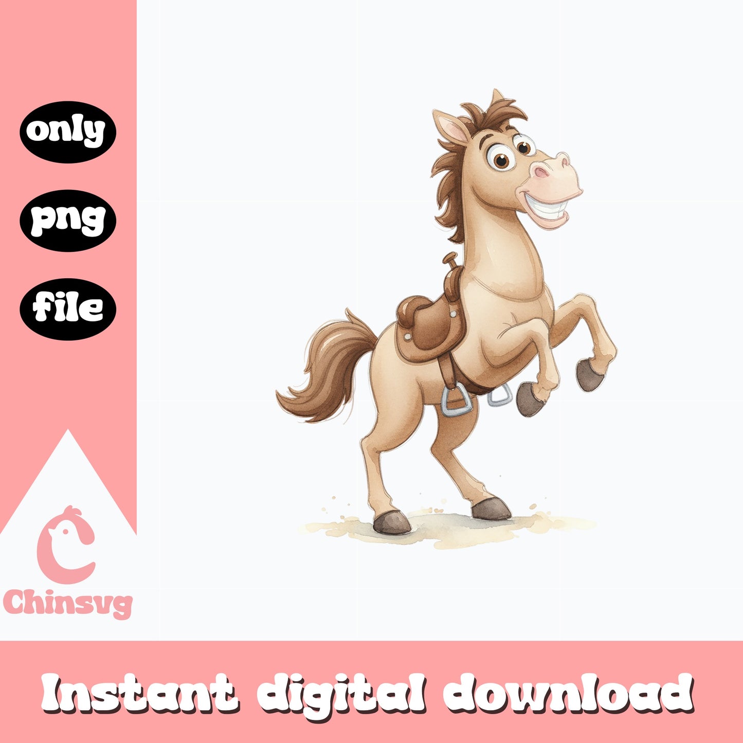 Cute Cartoon Horse Clipart PNG, Funny Horse PNG, Western Horse PNG