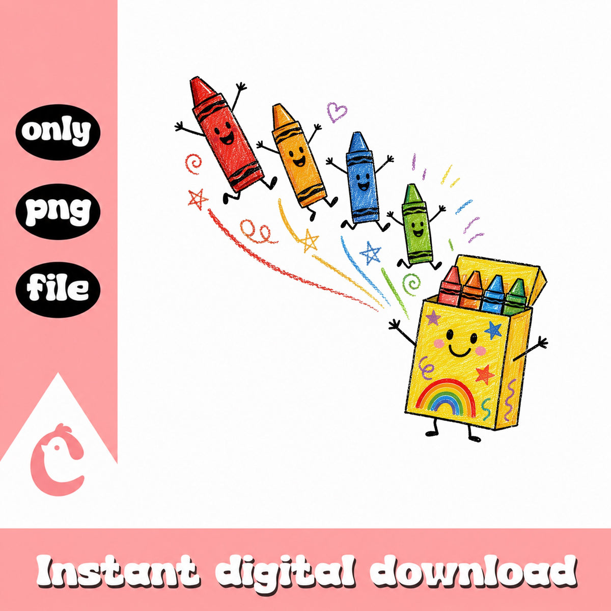 Cute Crayon Box Back To School PNG, Teacher PNG, Kids PNG