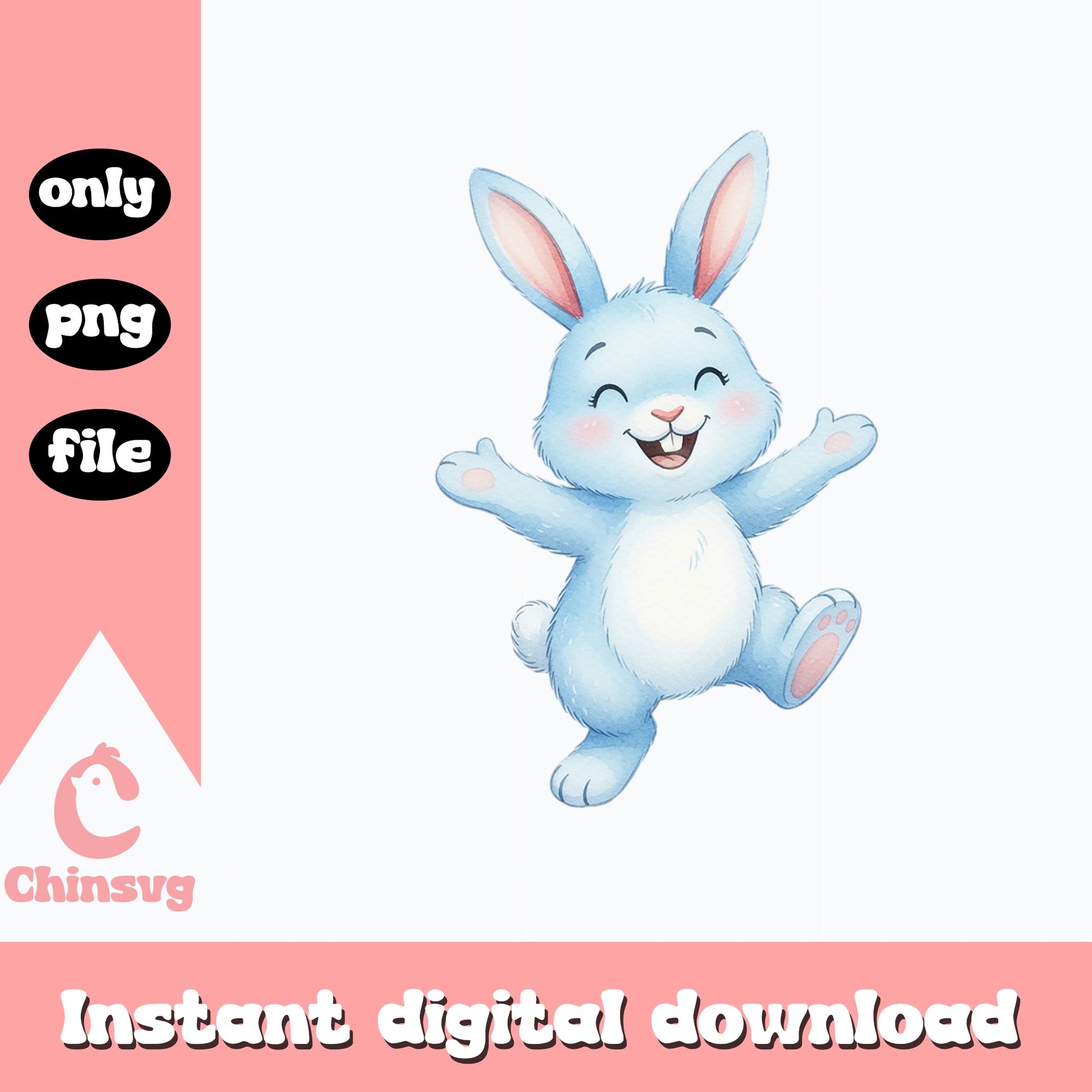 Cute Easter Bunny Clipart, Happy Rabbit PNG, Easter PNG