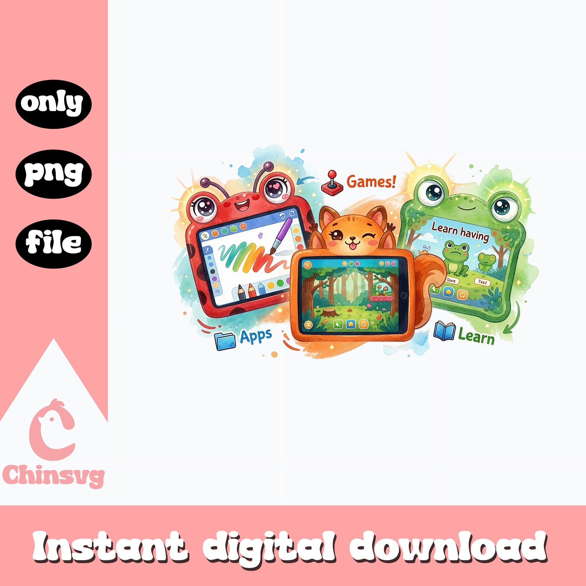 Cute Kids Tablet Learning PNG, Kids Games Apps PNG, Children PNG