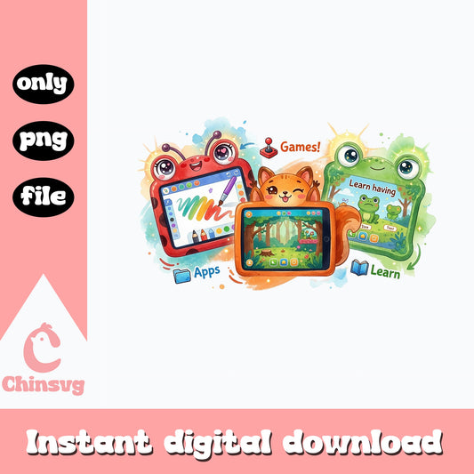 Cute Kids Tablet Learning PNG, Kids Games Apps PNG, Children PNG