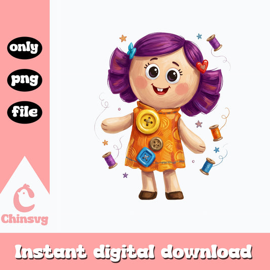 Cute Rag Doll With Buttons Clipart PNG, Sewing Doll PNG, Kids PNG