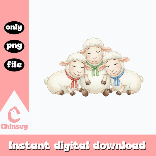 Cute Sheep Family Watercolor Clipart, Baby Lamb PNG, Farm Animal PNG