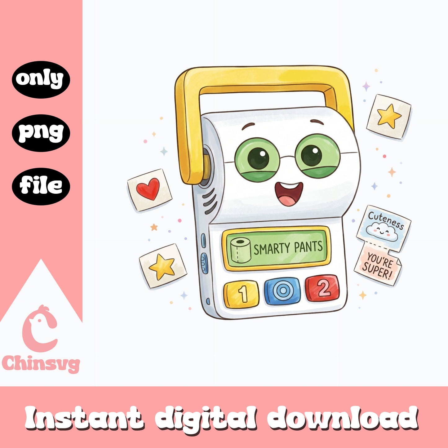 Cute Smarty Pants Toilet Paper Toy PNG, Funny Kids PNG, Kawaii PNG