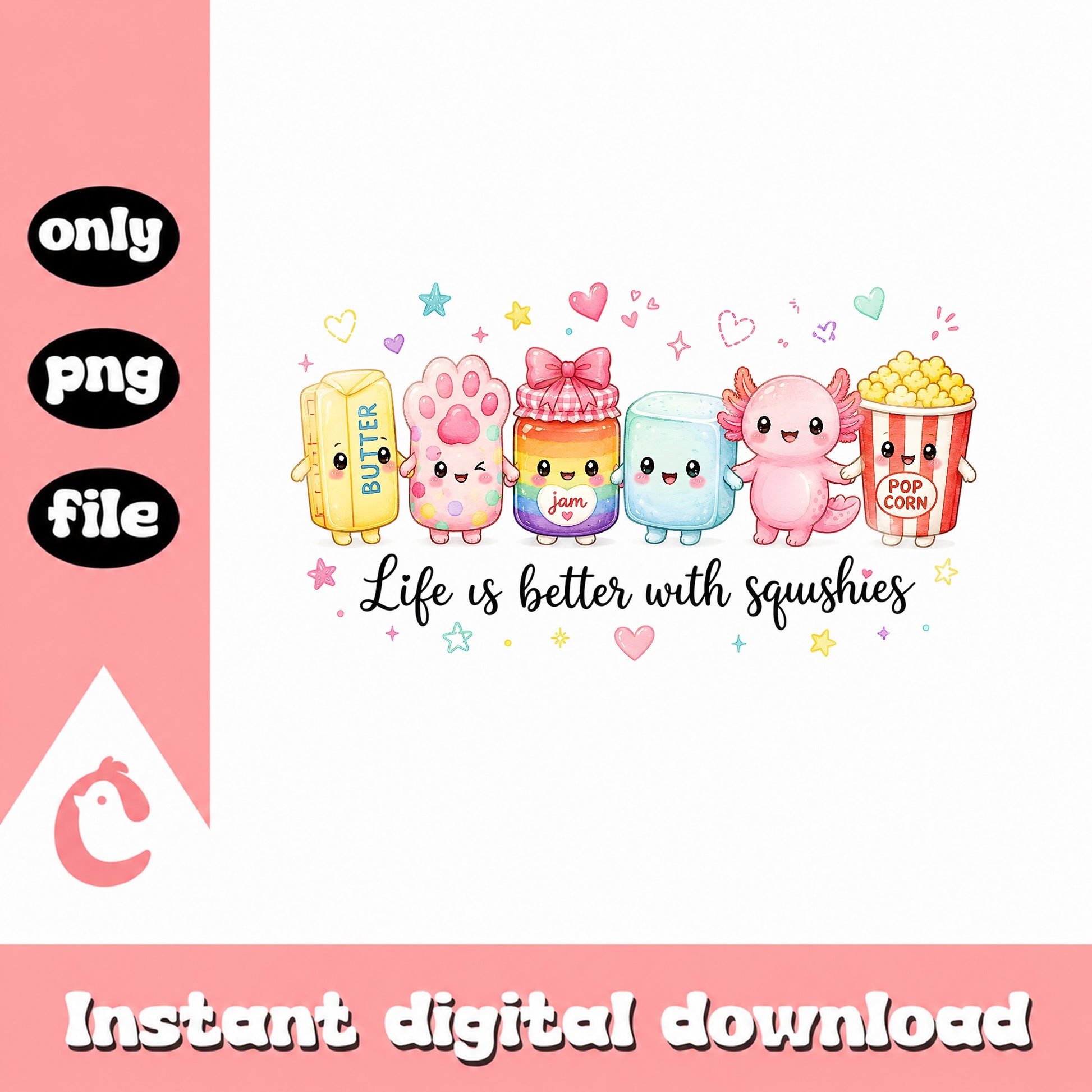 Cute Squishies PNG Bundle, Kawaii Clipart, Instant Download PNG